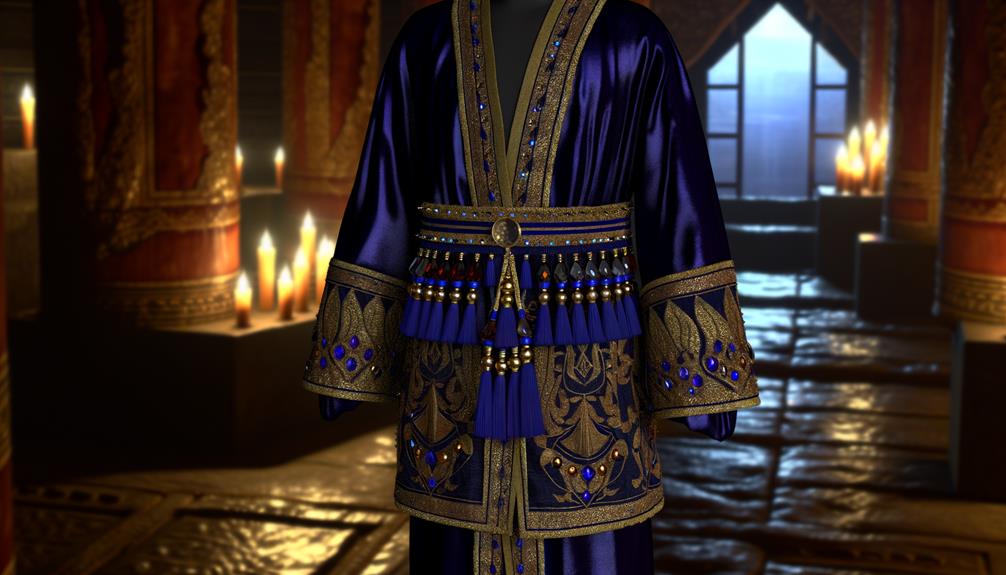 indigo clad priestly attire